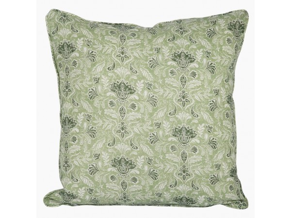 Kissenbezug mit floralern Verzierungen in pastell-grün