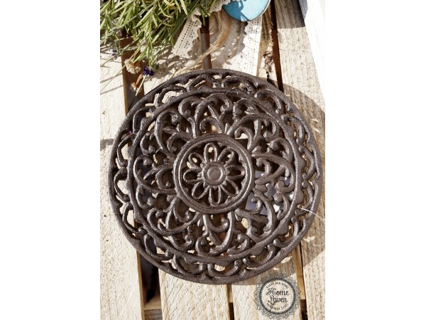 Affari Untersetzer Topfuntersetzer rund 20cm Gusseisen schwarz Landhaus Shabby