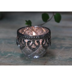 Chic Antique Teelichthalter / Kerzenglas Bauernsilber