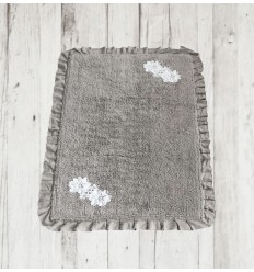 Badteppich mit Blüten-Stickerei beige
