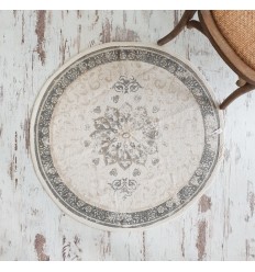 Teppich 'Dusty flower' Ø 90 beige grau