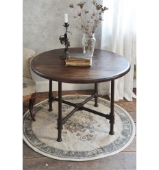 Teppich 'Dusty flower' Ø 90 beige grau