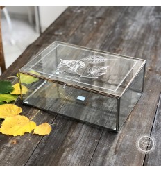 Glasbox Schmuckdose mit Blättermotiven