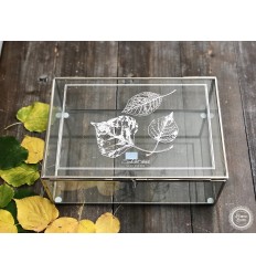 Glasbox Schmuckdose mit Blättermotiven