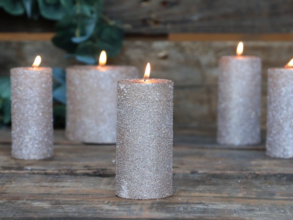 Chic Antique Kerze Stumpenkerze mit Glitzer powder
