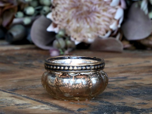 Chic Antique Teelichthalter in Kürbisform Champagner