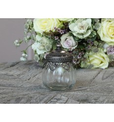 Chic Antique Aufbewahrungsglas mit Metallornament klein