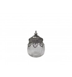 Chic Antique Aufbewahrungsglas mit Metallornament klein