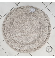 Badteppich mit Häkelspitze in grau-beige