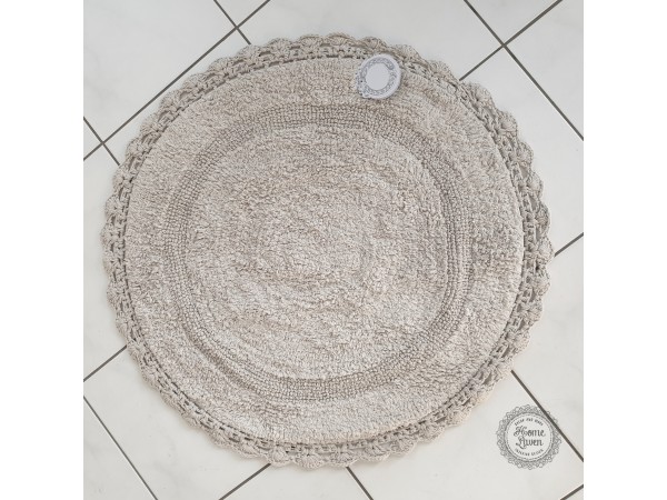 Badteppich mit Häkelspitze in grau-beige