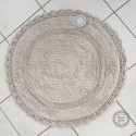 Badteppich mit Häkelspitze in grau-beige