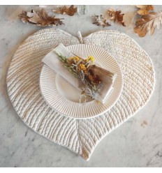 Platzset Tischset 'Leaf' creme-beige/ B-Ware