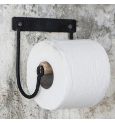 Ib Laursen Toilettenpapierhalter mit Holzrolle schwarz