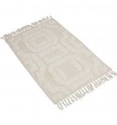 Teppich, Badteppich mit Fransen in offwhite