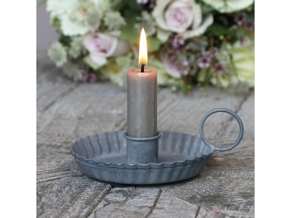 Chic Antique Kammerleuchter, Kerzenhalter aus Eisen in antik zink