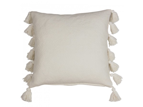 Kissenbezug 'Java' off white mit Quasten, 48 x 48 cm