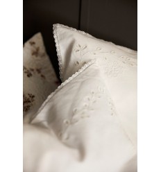 Kissenbezug mit Stickerei Bio Baumwolle off white 50x50 cm