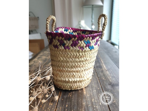 Madam Stoltz Seegras Korb natur fuchsia