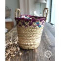 Madam Stoltz Seegras Korb natur fuchsia/B-Ware