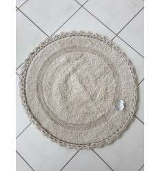 Badteppich mit Häkelspitze in grau-beige /B-Ware