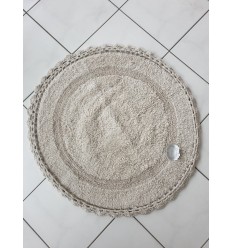 Badteppich mit Häkelspitze in grau-beige