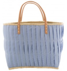 Rice Raffia Einkaufskorb groß hellblau /B-Ware