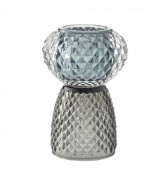 Lene Bjerre Teelichthalter Vase 'Silma' blau grau