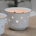 Ib Laursen Kerzenhalter, Teelichthalter mit Sternen weiß / B-Ware