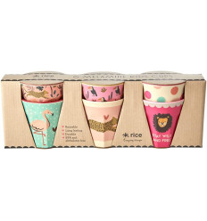 Rice 6er Set Becher Jungle Animals rosa