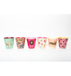 Rice 6er Set Becher Jungle Animals rosa