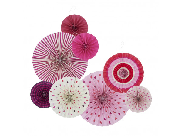 RICE Papierfächer Party Geburtstag Deko 8er Set rosa